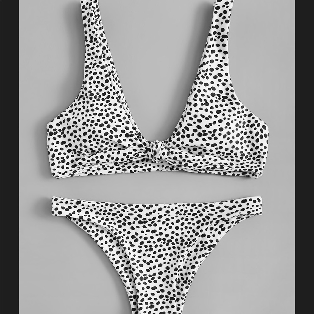Black and white polka dot bikini